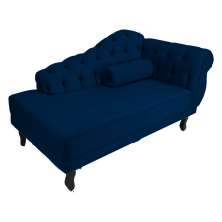 Recamier Namoradeira Divã Lado Esquerdo Larissa Suede Azul Marinho -Dellas Store