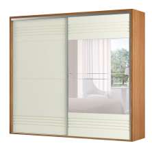 Guarda-Roupa Casal com Espelho Caribe 2 Portas 4 Gavetas Freijó e Off White 267 cm