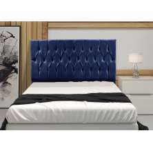 Cabeceira Casal 1,95m Madrid Suede Azul Marinho Dal Poz Estofados