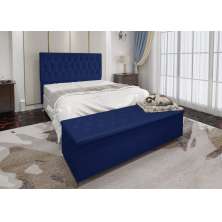 Conjunto Cabeceira Casal e Recamier Baú 1,60m Madrid Suede Azul MArinho Dal Poz Estofados