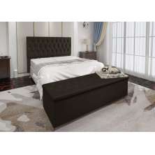 Conjunto Cabeceira Casal e Recamier Baú 1,60m Madrid Suede Marrom Dal Poz Estofados