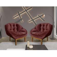 Kit 2 Poltronas Decorativa Marcela Veludo Marsala Dal Poz Estofados