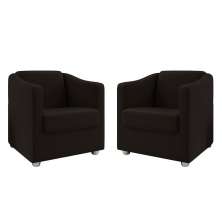 Kit 2 Poltronas Decorativa Mariana  Suede Marrom Dal Poz Estofados