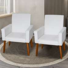 Kit 2 Poltronas Decorativas Mel Material Sintético Branco Dal Poz Estofados