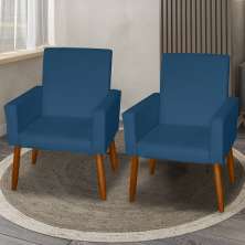 Kit 2 Poltronas Decorativas Mel Suede Azul Marinho Dal Poz Estofados