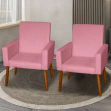 Kit 2 Poltronas Decorativas Mel Suede Rosa Dal Poz Estofados
