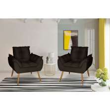 Kit 2 Poltronas Opala Decorativa Suede Marrom Dal Poz Estofados