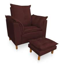 Kit Poltrona Amamentação Sara + Puff Suede Marsala Dal Poz Estofados