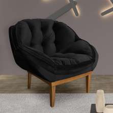 Poltrona Decorativa Marcela Veludo Preto Dal Poz Estofados