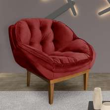 Poltrona Decorativa Marcela Veludo Vermelho Dal Poz Estofados