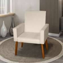 Poltrona Decorativa Mel Material Sintético Bege Dal Poz Estofados