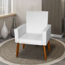 Poltrona Decorativa Mel Material Sintético Branco Dal Poz Estofados