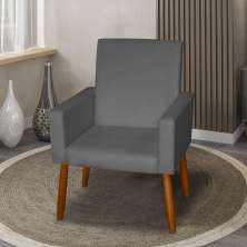 Poltrona Decorativa Mel Material Sintético Cinza Dal Poz Estofados