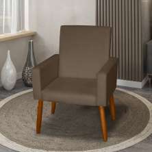 Poltrona Decorativa Mel Material Sintético Marrom Dal Poz Estofados