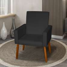 Poltrona Decorativa Mel Material Sintético Preto Dal Poz Estofados