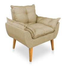 Poltrona Opala Decorativa Luxo Linho Dourado Dal Poz Estofados