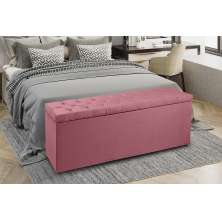 Recamier Baú 1,40m Madrid Suede Rosa Dal Poz Estofados