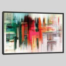 Quadro Abs Cromático Tela Moldura Preta 63X42Cm