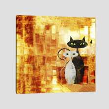 Quadro Animais Gatos Vintage Tela No Chassi 40X40Cm