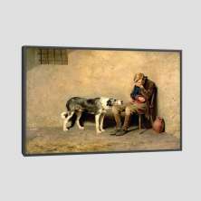 Quadro Briton Rivière Xii Tela Moldura Preta 95X63Cm