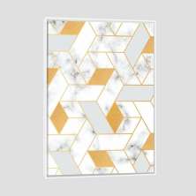 Quadro Cinza Dourado Tela Moldura Branca 120X80Cm