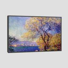 Quadro Claude Monet Antibes Seen From The Salis Gardens Tela Moldura Preta 63X42Cm