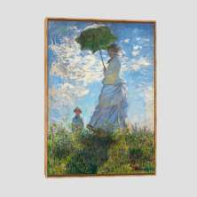 Quadro Claude Monet Mulher Com Sombrinha Tela Moldura Bege 63X42Cm