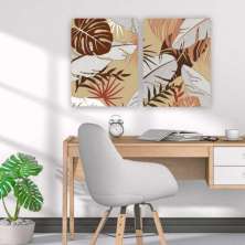 Quadro Composição Mix Folhas No Chassi 2X 63X42Cm