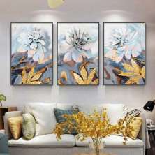 Quadro Composição Névoa Moldura Preta 3X 45X30Cm