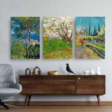 Quadro Composição Van Gogh E Monet No Chassi 3X 63X42Cm