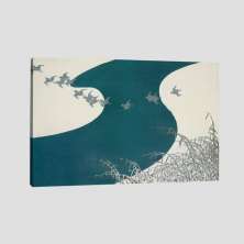 Quadro Kamisaka Flying Birds Tela No Chassi 95X63Cm