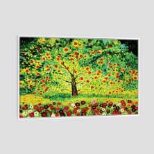 Quadro Klimt Árvore De Maçãs Tela Moldura Branca 45X30Cm