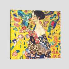 Quadro Klimt Lady With Fan Tela No Chassi 40X40Cm