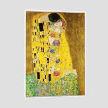 Quadro Klimt O Beijo Tela Moldura Branca 95X63Cm
