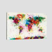 Quadro Mapas Mapa Mundi Tinta Tela No Chassi 95X63Cm