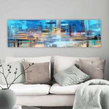 Quadro Panorâmico Indigo No Chassi 100X30Cm