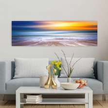 Quadro Panorâmico Mar E Sol No Chassi 100X30Cm