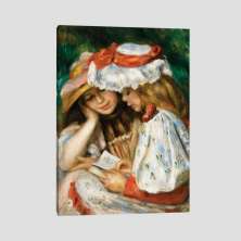 Quadro Renoir Duas Meninas Lendo Tela No Chassi 45X30Cm