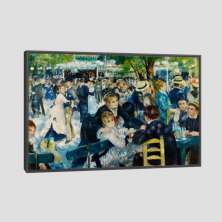 Quadro Renoir O Baile Em Moulin De La Galette Tela Moldura Preta 95X63Cm