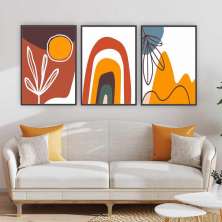 Quadro Tela Composição Argila Tela Moldura Preta 3X 45X30Cm
