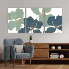 Quadro Tela Composição Iris Az No Chassi 63X42Cm