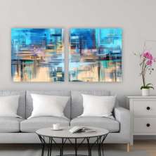 Quadro Tela Composição Mediterrâneo No Chassi 2X 80X80Cm