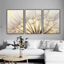 Quadro Tela Suave Ao Vento Moldura Preta 3X 95X63Cm