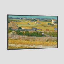Quadro Van Gogh A Colheita Tela Moldura Preta 45X30Cm