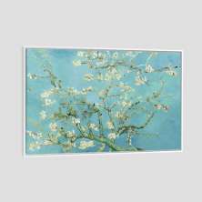 Quadro Van Gogh Amendoeira Em Flor Tela Moldura Branca 95X63Cm