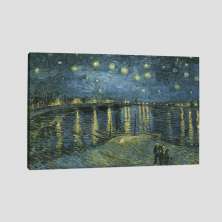 Quadro Van Gogh Noite Estrelada Sobre O Ródano Tela No Chassi 95X63Cm