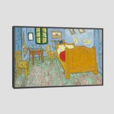 Quadro Van Gogh Quarto Em Arles Tela Moldura Preta 63X42Cm