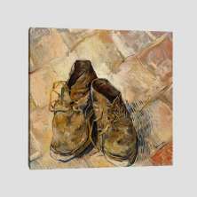Quadro Van Gogh Shoes Tela No Chassi 80X80Cm