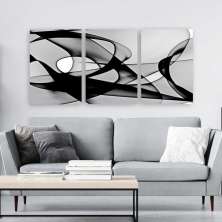 Quadros Tela Composição Ondulado P E B Tela No Chassi 63X42Cm