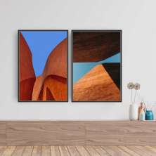 Quadros Tela Composição Tijolo Moldura Preta 2X 63X42Cm